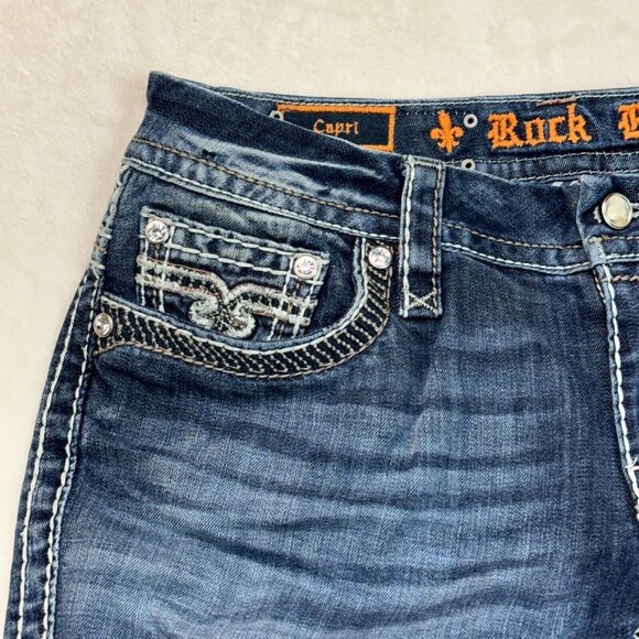 Rock Revival Capri Luz Embroidered Jeans Women's Size 30 - Picture 12 of 16